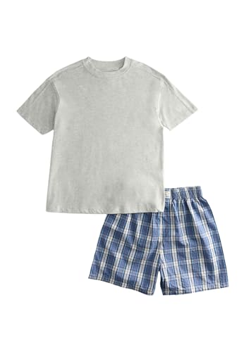 Marks & Spencer Pijama Corto Infantil 100% algodón de Cuadros (6-16 años) Azul Niños 6-7 años