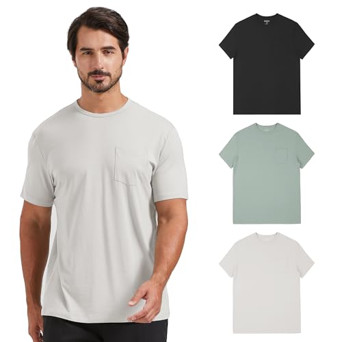 netdraw Men's Ultra Soft Bamboo Viscose Pocket T-Shirt Classic Fit Lightweight Cooling Short Sleeve Casual Basic Shirt
