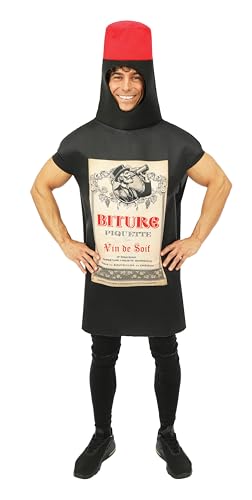 P'TIT CLOWN - Costume da adulto bottiglia - Costume I love Beer, Super Pastis, Cubis, Vino - Look divertente e offset -Perfetto per Carnevale, feste in costume - Poliestere - Taglia unica (bottiglia