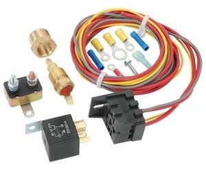JEGS Single Fan Wiring Harness and Relay Kit | 30 Amp | 200� F on 185� F Off | Includes 80� Wire Harness, 30-Amp Relay, 30-Amp Circuit Breaker, and Crimp Terminals & Hardware | Made in USA
