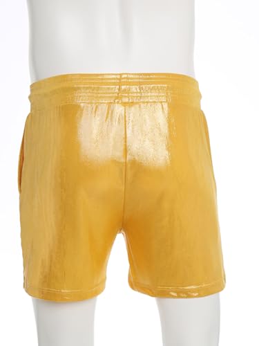 Yartina Mens Swim Trunks Shiny Metallic Boxer Shorts Loose Fit Bathing Suits Disco Theme Party Beachwear Raves4