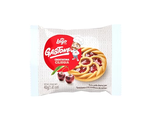 Image of Gastone Lago Crostatine Cherry Jam Tarts, 1.41 oz (6 Count) - Italian Shortcrust Pastry with Sweet Cherry Filling, Individually Wrapped Snack Cakes