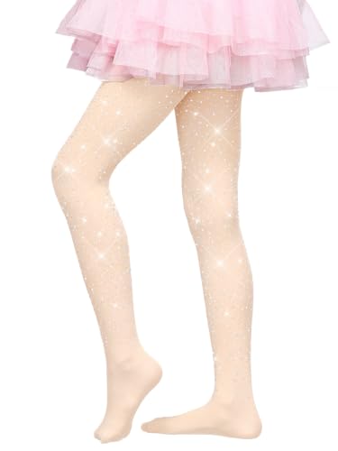Image of VINICUNCA Girls Sparkle Rhinestone Tights Ultra-Soft Footed Dance Stockings Cospaly Accessories