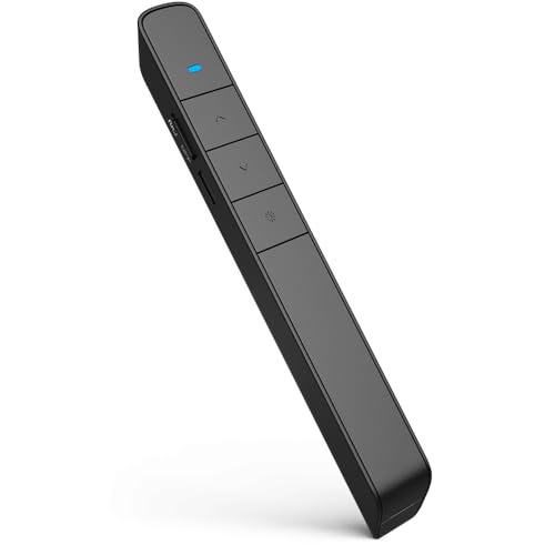 Image of Rechargeable Presentation Clicker with Green Light Pointer for presentations, PowerPoint Clicker for Presentation Remote, Long Range Wireless Presenter (Black - N75)