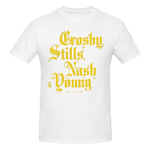 Crosby Music Stills in Nash Men's Cotton Crew Neck T-Shirt Short Sleeve Casual Summer Print Classic Novel Tops Sports Fitness