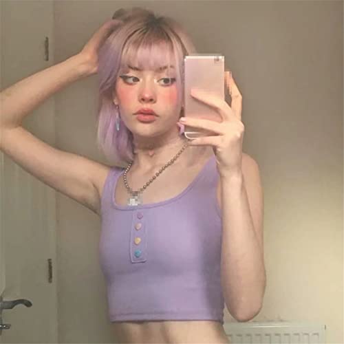 Harajuku Rib Knit Vest Women's Short Tops Casual Strapless Button Elastic Slim Basic3