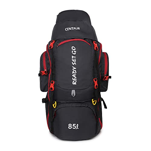 CENTAUR 85 Litre Rucksack For Outdoor Sport Camp | Travelling bag | Trekking bag | Hiking And Camping | For Men & Women | Shoe Compartment | Water Resistance | 1 Year Warrantyuch | Smart & Trendy Looks | Large Spacious & Multi Utility | Water Resistance | Colour (Red) | 80 Litre