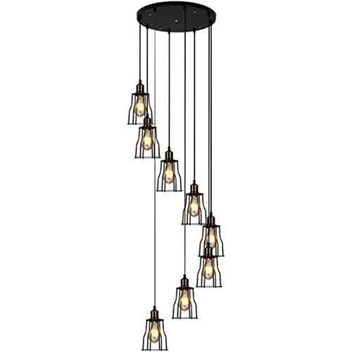 Grand lustre industriel salon nordique suspension pour plafond haut et duplex