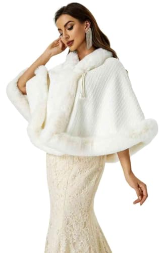 Luxury Faux Fur Shawl for Women Winter Fur Coat Wedding Party Fur Stole Wraps Cape for Evening Dresses2