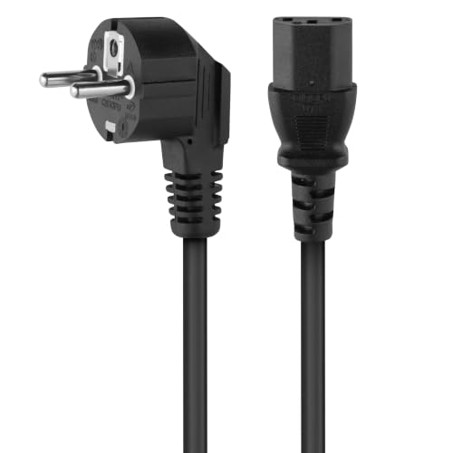 PremiumCord,kpsp5,Netzkabel AA8230V 5m,Stromkabel mit Schutzkontaktgewinkelt auf Kaltgerätebuchse C13, IEC320, PC Netzkabel 3 Polig, Farbe schwarz