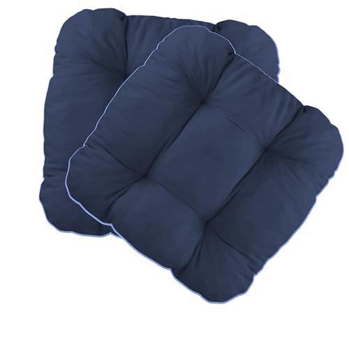 LILENO HOME 2er Set Stuhlkissen Dunkelblau (38x38x8 cm) - Sitzkissen für Gartenstuhl, Küche oder Esszimmerstuhl - Bequeme UV-beständige Indoor u. Outdoor Stuhlauflage als Stuhl Kissen LILENO HOME 2er Set Stuhlkissen Dunkelblau (38x38x8 cm) - Sitzkissen für Gartenstuhl, Küche oder Esszimmerstuhl - Bequeme UV-beständige Indoor u. Outdoor Stuhlauflage als Stuhl Kissen