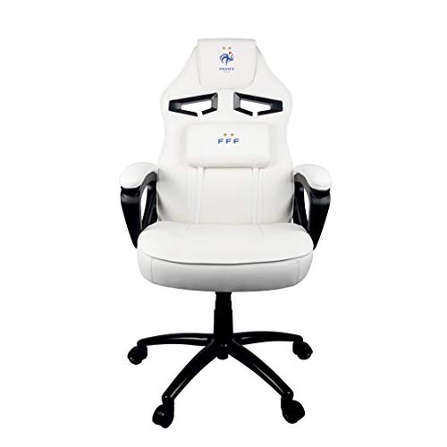 Konix FFF Chaise fauteuil pour bureau PC gaming - Inclinaison jusqu'à 15° - Hauteur réglable - Cuir polyuréthane lisse - Blanc