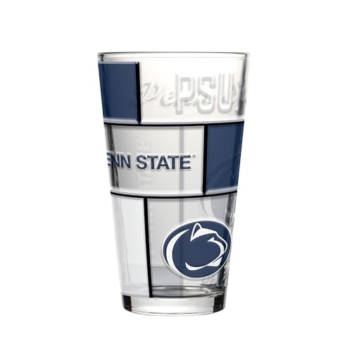 Image of Logo Brands NCAA oz Stained Glass Pint Glass - 3D Embossed Logo & Bold Team Colors - Durable Sports Fan Beer Glass for Home, Bar & Tailgates