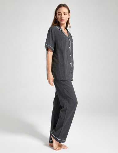 Image of Womens Muslin Pajama Set 100% Cotton Double Gauze Linen Like