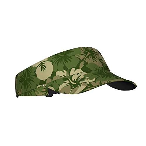 Hawaiian Floral Olive Green Sport Visor Hats For Women Sun Protection Visor For Golf, Tennis, Running, Beach #TOP2