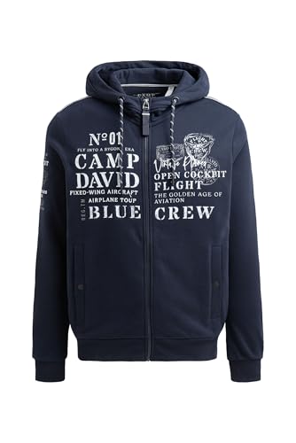Camp David Herren Sweatjacke mit Kapuze und Logo Artworks Blue Navy, XXL Camp David Herren Sweatjacke mit Kapuze und Logo Artworks Blue Navy, XXL