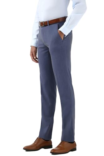 Image of Peter England Men Mid Rise Slim Fit Flat Front Trouser