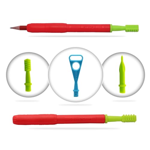 Image of SPEECHGEARS Tactile Kit, Sensory Integration Tools, Speech Tools, Feeding Tools, V-Pen, Uni-Tip, Pointed-Tip, Talk-Tip (Red)