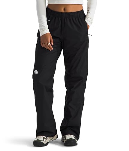 The North Face Women's Antora Rain Pant - Breathable & Waterproof Hiking Pants, Elastic Waistband, Adjustable Drawcord, TNF Black, Medium