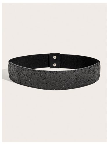 OYOANGLE Women's Sequin Sparkly Waistband Shiny Elastic Belt Wedding Party Wide Waist Belt for Dress2