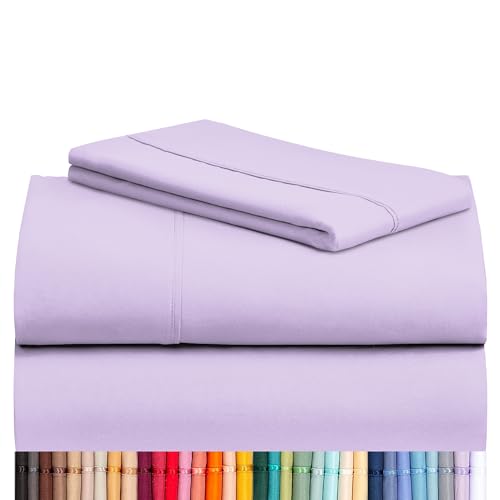 Image of LuxClub 3 PC Sheet Sheets Deep Pockets 18 inch Eco Friendly Wrinkle Free-Kids-Fitted Sheets Machine Washable Hotel Bedding Silky Soft - Lavender Twin