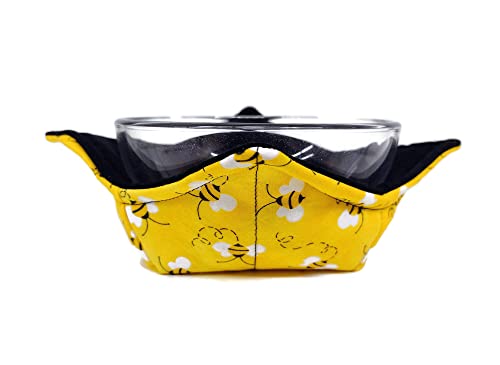 Sewuseful Studios Llc Microwavable Hot Bowl Cozy Holder In Reversible 100% Cotton Honey Bee Fabric Print - Custom Sizes #TOP3