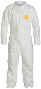 DuPont M White 12 mil ProShield Basic Chemical Protection Coveralls With Serged Seams, Front Zipper Closure, Collar, Open Wrists And Ankles