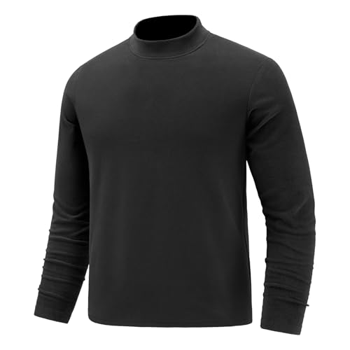 Mens Thermal T-Shirt Fashion Mock Turtleneck Pullover Top Autumn Long Sleeve Soft Lightweight Athletic Undershirts
