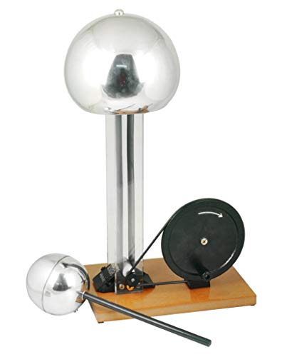 Hand Crank Van De Graaff Generator, 9.8' Sphere - Up to 100,000 Volts - Includes Assembled Base, Discharge Wand & Grounding Wire - 24' Tall - Eisco Labs