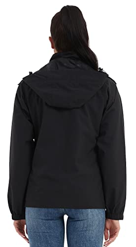 Image of MOERDENG Women's Waterproof Rain Jacket Lightweight Raincoat Hooded Hiking Jacket Softshell Windbreaker