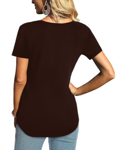 Image of Elesomo Womens Tshirts Cotton V Neck Tee Shirts for Summer and Fall