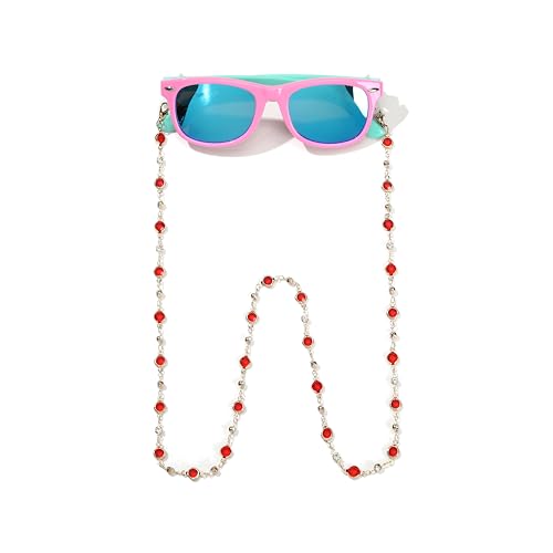 A JINDALAI Eyeglasses Chain Holder, Beaded Neck Cord for Reading Glasses and Sunglasses, Women and Girls (Red)