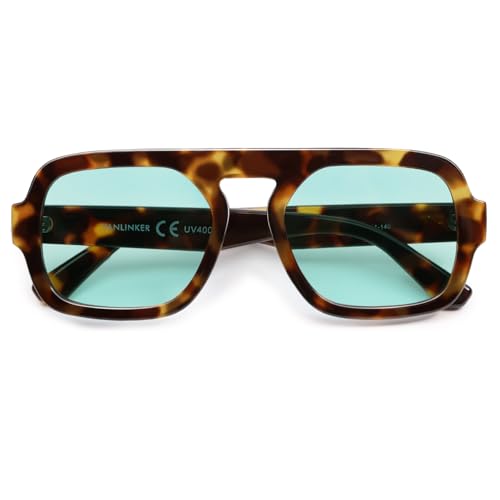 VANLINKER Oversized Retro Square Aviator Sunglasses for Women Men 70s Vintage Style Trendy Big Flat Top Sun Glasses VL98263