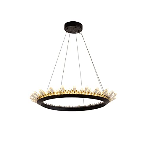 Lámpara colgante decorativa, candelabro LED de cristal moderno, lámpara colgante redonda, lámpara de techo de metal ajustable, luces colgantes compatibles con sala de estar, comedor, dormitorio, cocin