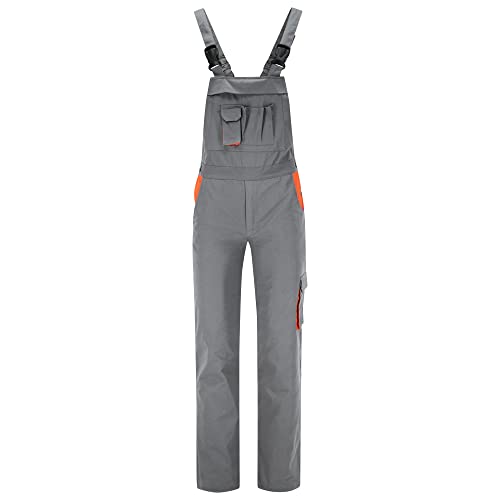 BWOLF Sigma - Peto de trabajo para hombre con bolsillos laterales multifuncionales y bolsillos traseros, gris/naranja, XXL