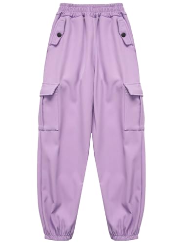 iiniim Kids Boys Girls Fleece Cargo Pants Casual Joggers Pants Elastic Waist Soft Sweatpants Hiking Trousers with Pocket4