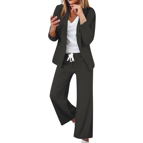 Tuta Oversize Donna Set Da Cerimonia Aperto Davanti Colletto Manica Lunga Completo Ufficio Casual Taglie Forti Complete Due Pezzi Giacca E Pantaloni Tuta Da Cocktail Comoda Per Business E Matrimoni