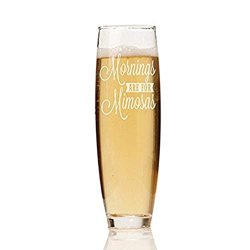 Chloe and Madison"Mornings Are For Mimosas" Stemless Champagne Flute, Set of 4