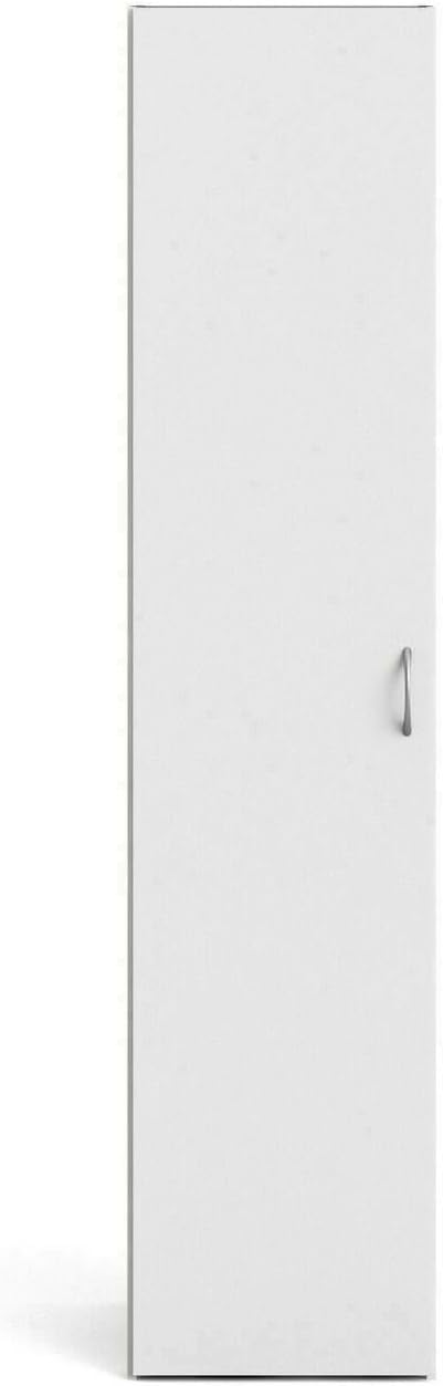 Bissolo Casa Armadio Multiuso Colonna Mod. Space 1 Anta – 39,4x41,5xH175,4 cm Bianco Opaco, 3 Ripiani Regolabili, Maniglia Silver, Kit Smontato