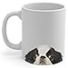 Lovesout Funny Curious Young Black White Japanese Chin Peeking Look Out Coffee Mug 11oz White Ceramic Cup Puppy Owners Gifts