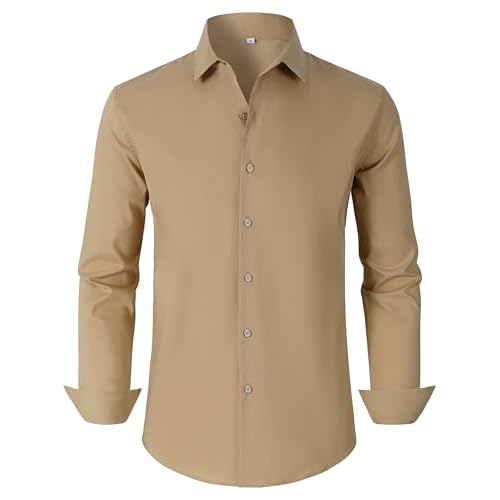 BBIBBI Mens Dress Shirts for Men Long Sleeve Wrinkle Free Button Down Shirt Formal Business Casual Shirts
