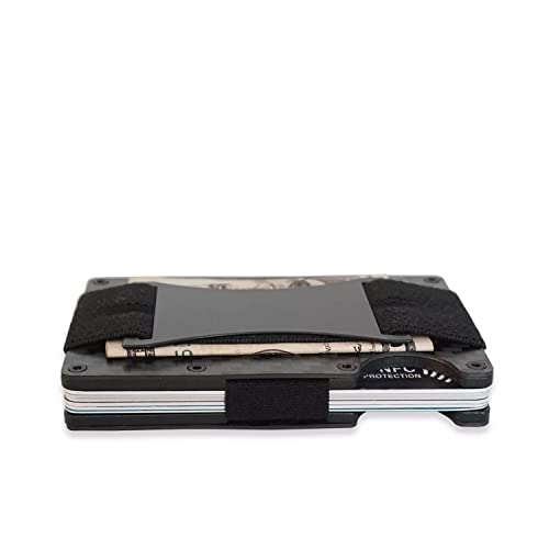 Minimalist Metal Carbon Fiber RFID Blocking Wallet with Cash Strap4