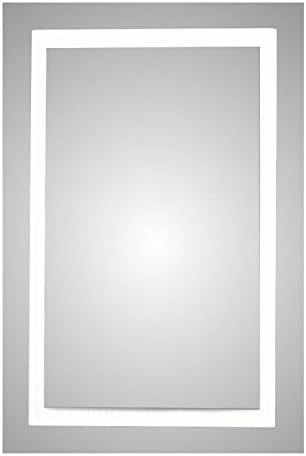 Frameless Backlit LED Lighted Mirror, Frosted Rectangle Design with On/Off Switch and Defogger Pad, 18 inch by 36 inch (AMZL4011)