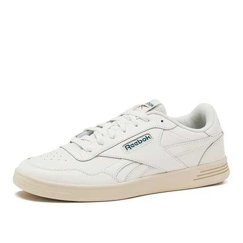 Reebok Court Advance Sneakers for Men - Casual Tennis Mens Shoes Size 6 to 15, White or Black, Chalk/Dark Green/Flash Red, 10