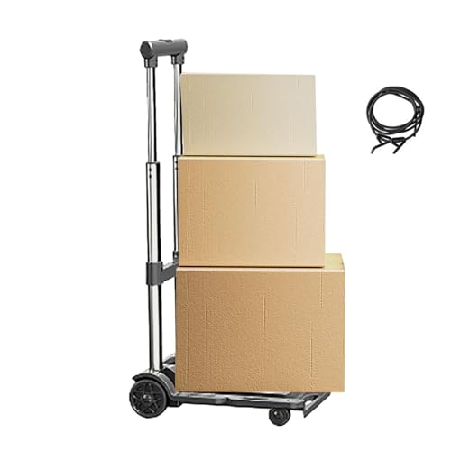 Tktouci Hopfällbar Handtruck,100 kg Kapacitet Portabla Hjul Transportvagn - Justerbar Höjd Resevagn | för Matinköp Flygresa Garage Transport