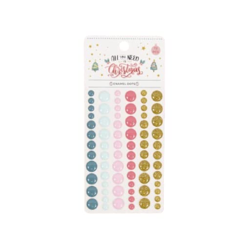 Craftelier - Enamel Dots All You Need is Christmas | Mini Self-Adhesive Stickers with Pearlescent Finish for Scrapbooking and Crafting Projects | Includes 72 Coloured Pieces