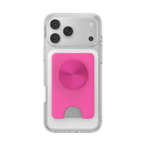 Image of PopSockets Kick-Out Wallet for MagSafe, Adjustable Kickstand, Magnetic Stand, Hot Pink - Fuchsia