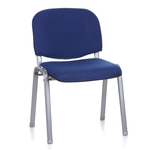 hjh OFFICE 704110 Silla de confidente XT 600 Tela Plateado/Azul, Silla visitante, tapizadas, Respaldo ergonómica, Apilable