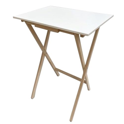 WELL HOME - Mesita flex auxiliar en madera de haya y melamina blanca, 48x35x64 cm