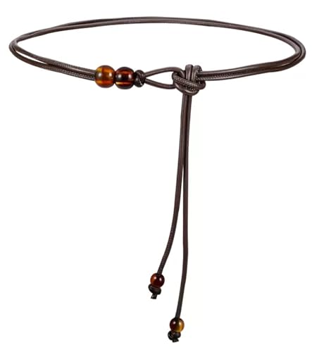 Womens Faux PU Leather Bead Rope Skinny Tie Belts for Skirt Dresses Jeans Pants Thin Dress Waist Belt